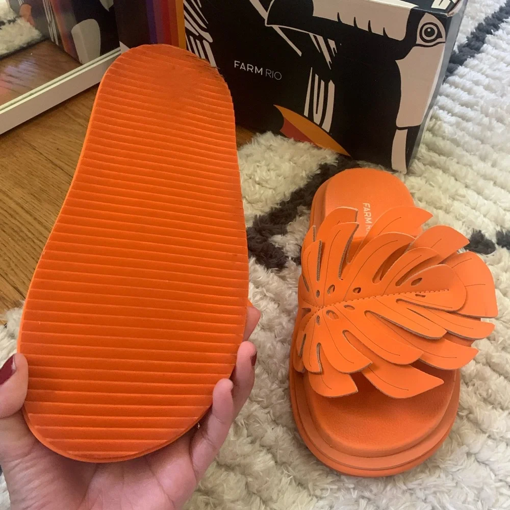 Orange Monstera Anatomic Slide Sandal - Picture 4 of 4